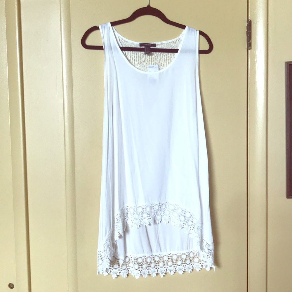 White tank top with lace trim-forever 21.